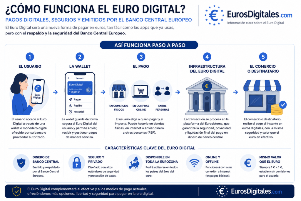 Cómo funciona el Euro Digital: pagos mediante wallet