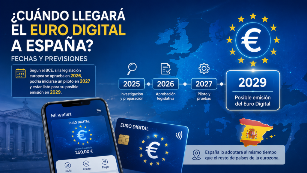 ¿Cuándo llegará el Euro Digital a España? Fechas y previsiones Llegada del Euro Digital a España calendario previsto