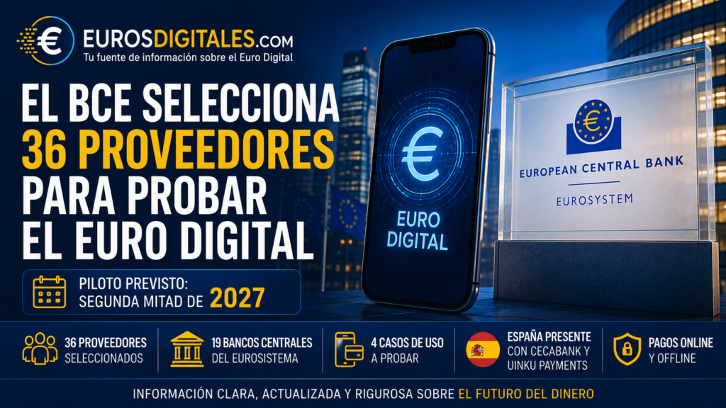 Piloto del Euro Digital 2027 del BCE con 36 proveedores seleccionados
